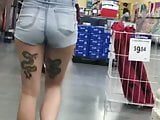 teen ass slut tight jean shorts thigh gap cameltoe tattoos 
