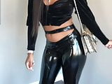 Hot Ebony in tight leather leggings and juicy ass!!