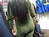 Candid Brunette In Green Leggings BUSTED Big Time