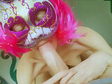 Young Stepsister Sucking Cock Passionately with Pink Hair and a Cat Mask