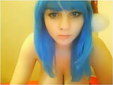 Sexy Blue Hair Emo Teen Masturbating On Cam
