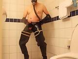Wank in waders and rubber ending in shower