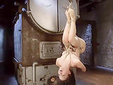 Hogtied Asian tormented and toyed
