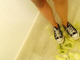 Crushing and stamping food, letuce with my converse all stars