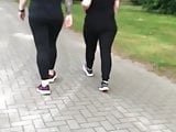 Two jiggly asses go jogging 